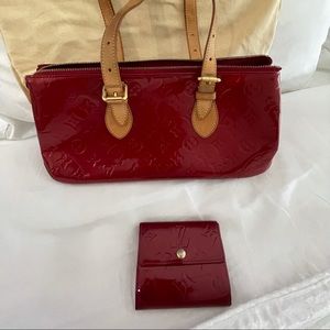 Louis Vuitton Vernis Rosewood Red AND Matching Wallet